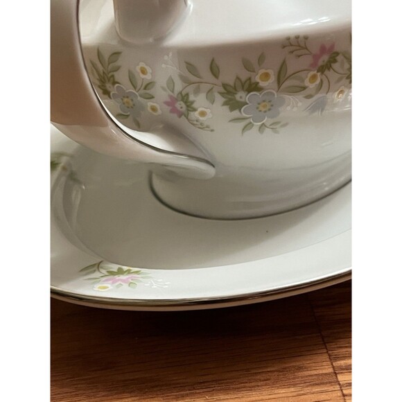 Johann Haviland Gravy Boat Forever Spring Unattached Underplate Vintage Platinum - Picture 2 of 9